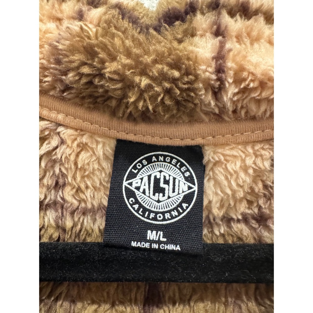 PacSun Homecoming Plaid Button Down Sherpa Shacket Jacket Oversized Size M-L - Picture 4 of 10